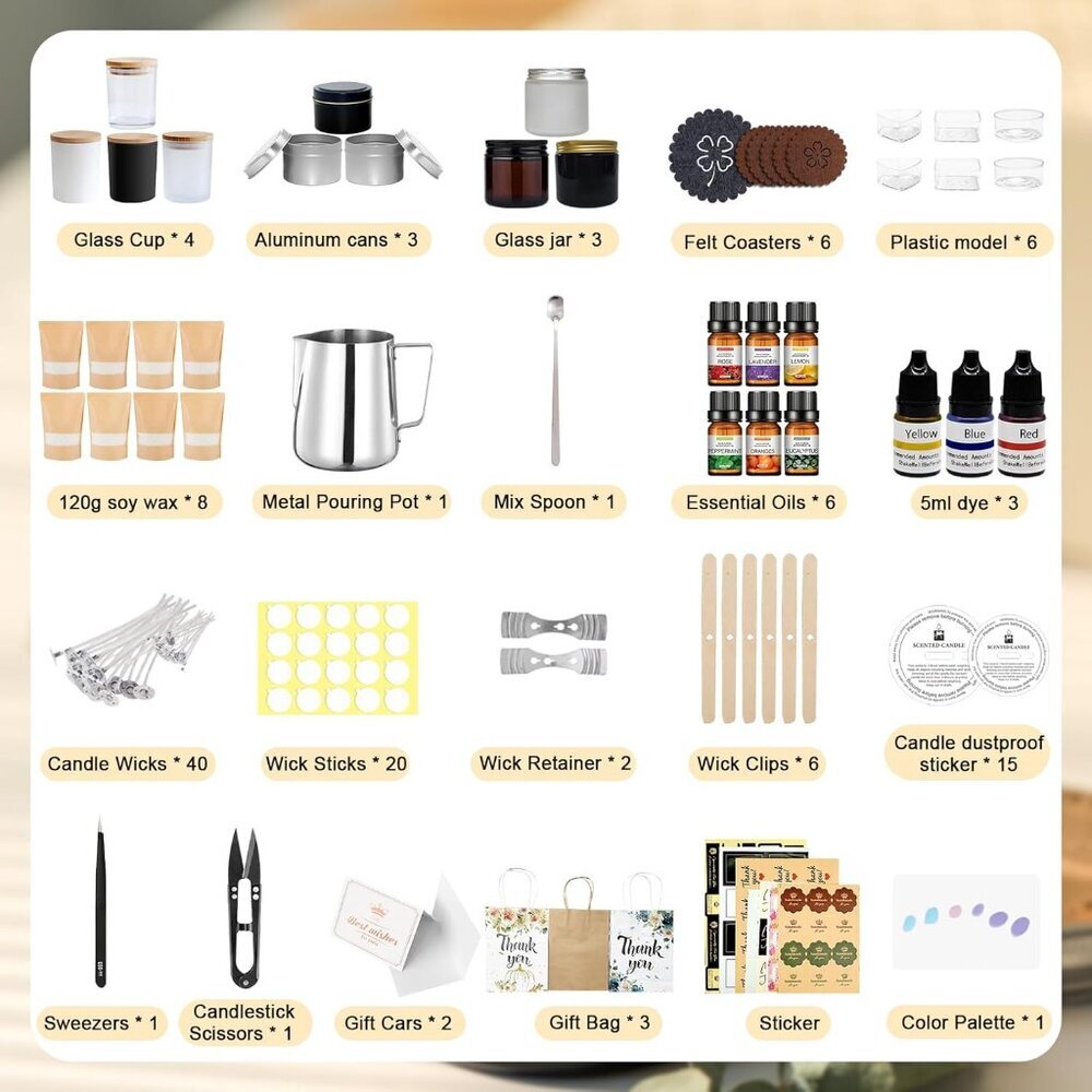Complete Candle Making Kit, DIY Candle Making Supplies for Adults, Include Soy W - Picture 5 of 9